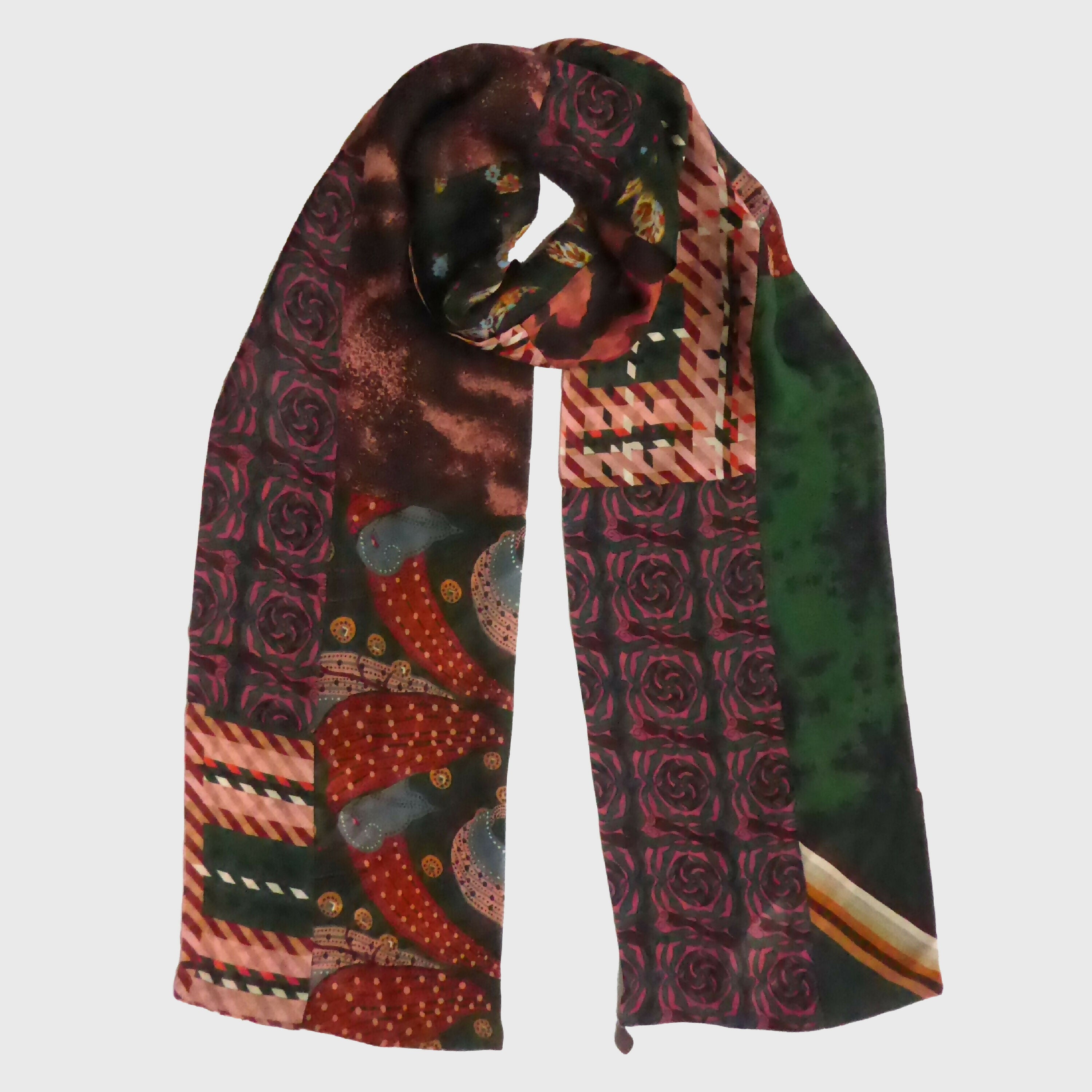 Foulard mix imprimés vert | EMPREINTES Paris