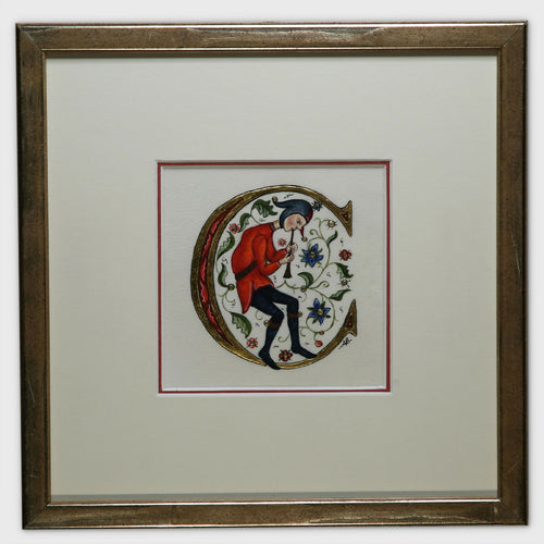 Enluminure Lettrine C (musicien) | EMPREINTES Paris - EMPREINTES Paris