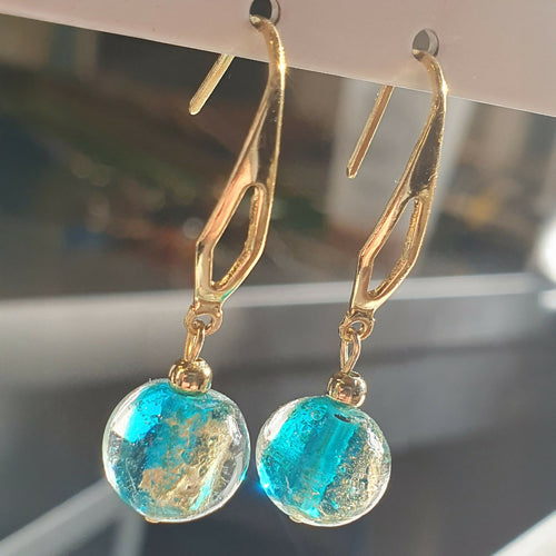 Boucles d'oreilles en verre Vénitien et feuille d'Or- 2 Coloris au choix | EMPREINTES Paris - EMPREINTES Paris
