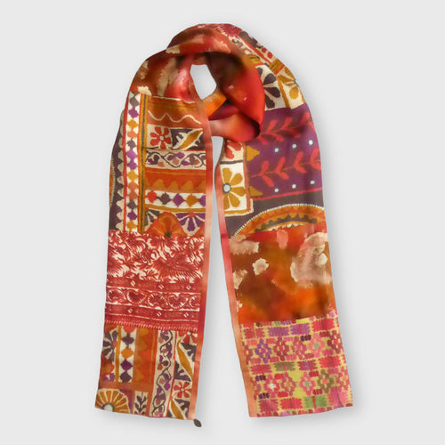 Echarpe soie, ethno chic orangé | EMPREINTES Paris - EMPREINTES Paris
