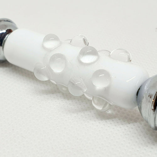 Pelle à tarte en verre de Murano blanc et cristal - Rosée hivernale | EMPREINTES Paris - EMPREINTES Paris