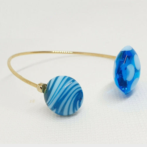 Bracelet jonc doré en verre bleu | EMPREINTES Paris - EMPREINTES Paris