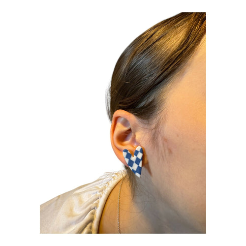 Boucles d'oreilles coeurs damier | EMPREINTES Paris - EMPREINTES Paris