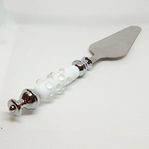 Pelle à tarte en verre de Murano blanc et cristal - Rosée hivernale | EMPREINTES Paris - EMPREINTES Paris