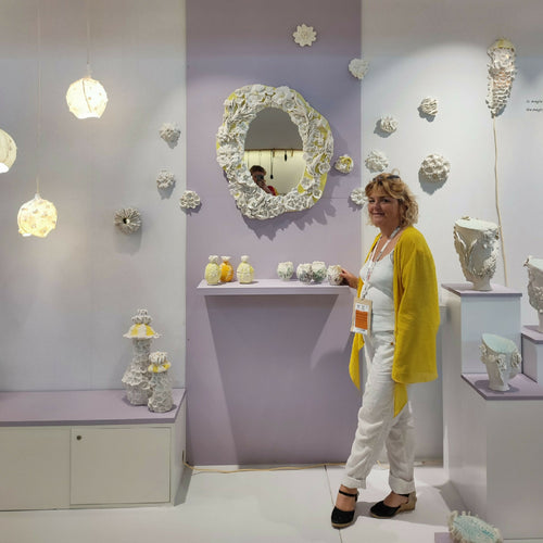 Grand miroir coralien et floral en porcelaine | EMPREINTES Paris - EMPREINTES Paris