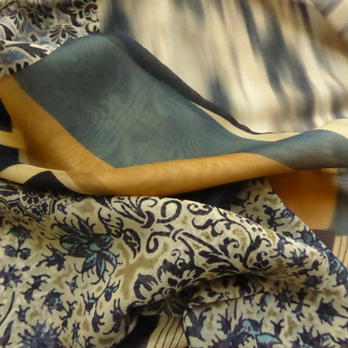 Foulard mousseline soie Graphic flower blue | EMPREINTES Paris - EMPREINTES Paris