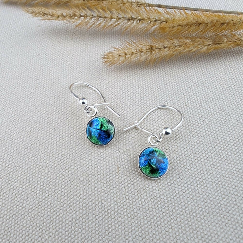 Boucles d'oreilles en émail sur feuille d'argent - Petits ronds | EMPREINTES Paris - EMPREINTES Paris