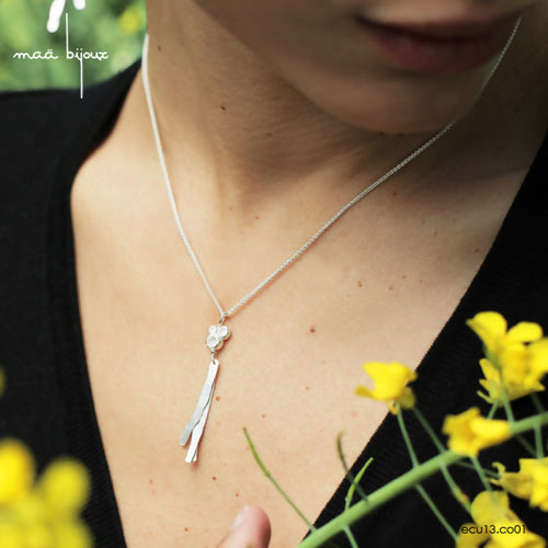 Collier discret et subtil en argent massif, Pendentif avec pampilles | EMPREINTES Paris - EMPREINTES Paris