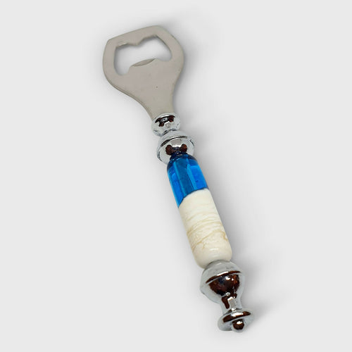 Décapsuleur en verre bleu turquoise et ivoire | EMPREINTES Paris - EMPREINTES Paris