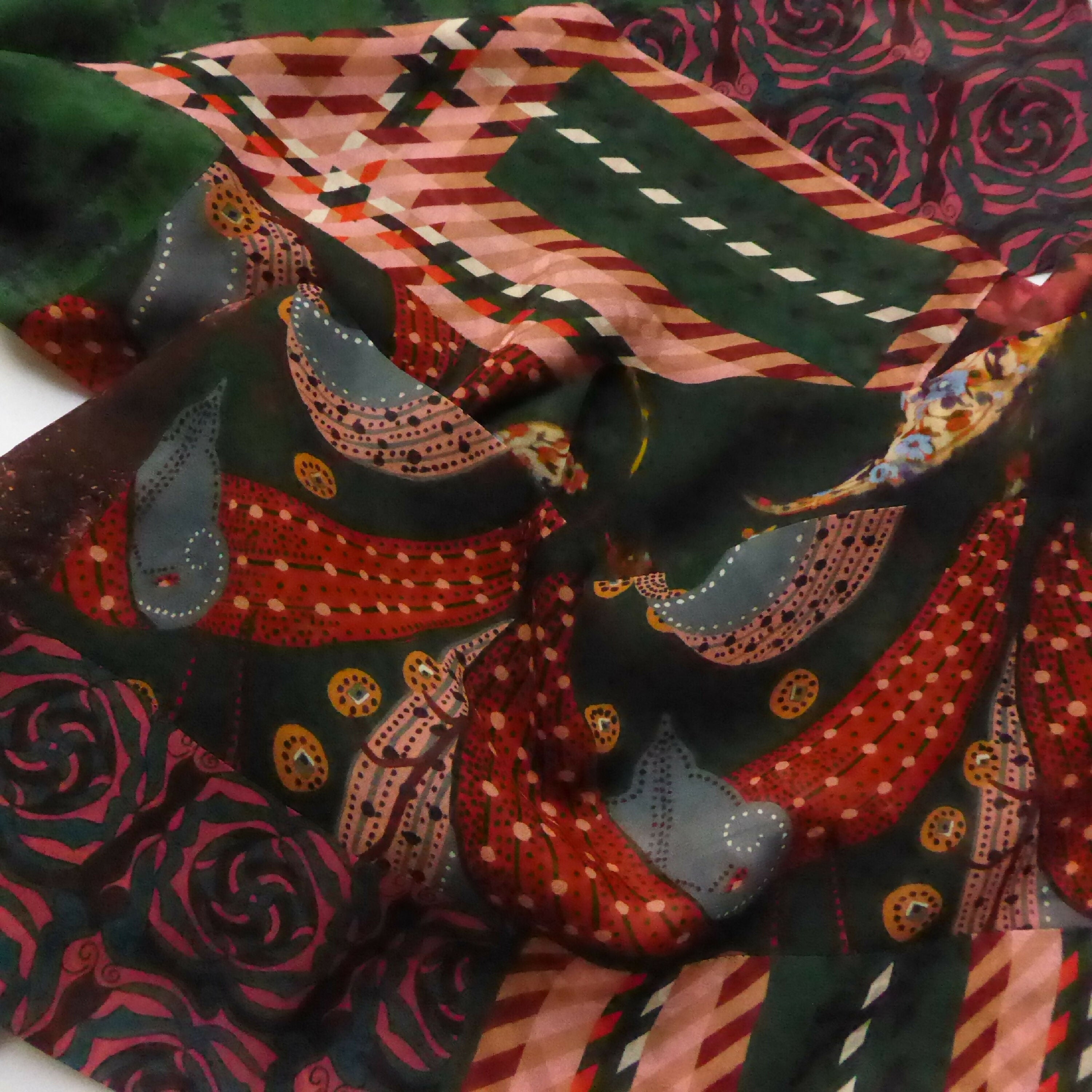 Foulard mix imprimés vert | EMPREINTES Paris