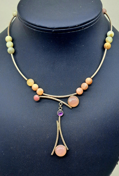 Collier argent , quartz rose | EMPREINTES Paris - EMPREINTES Paris