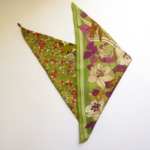 Foulard pointe soie- flower geometric green | EMPREINTES Paris - EMPREINTES Paris