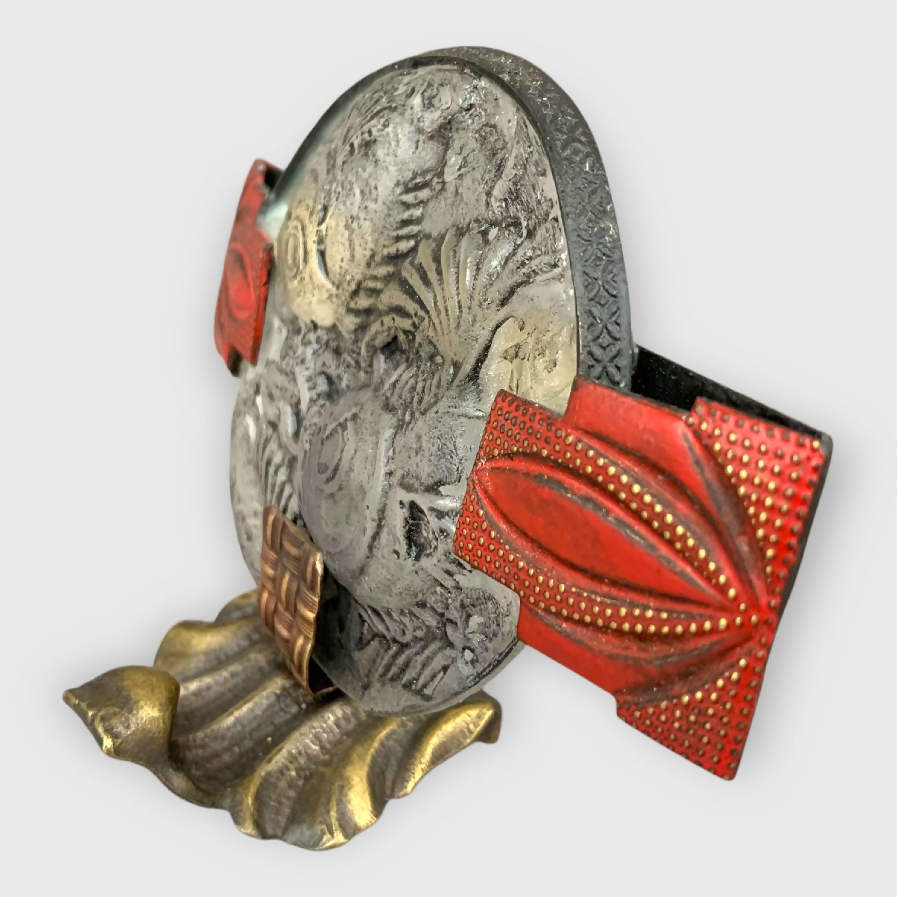 Japon, poisson, carpes koi, petite scultpture à poser, cadeau homme, Japonisant, orientale, rouge et noir, art décoratif, année 30, géometrique, pate de verre | EMPREINTES Paris