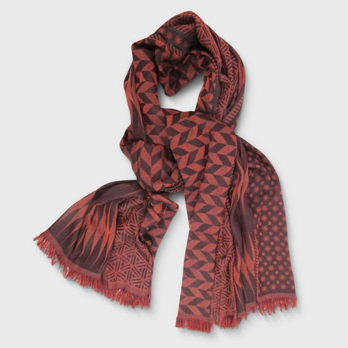 Écharpe Maxi Coton Soie Bourgogne Orange PLANETARIUM | EMPREINTES Paris - EMPREINTES Paris