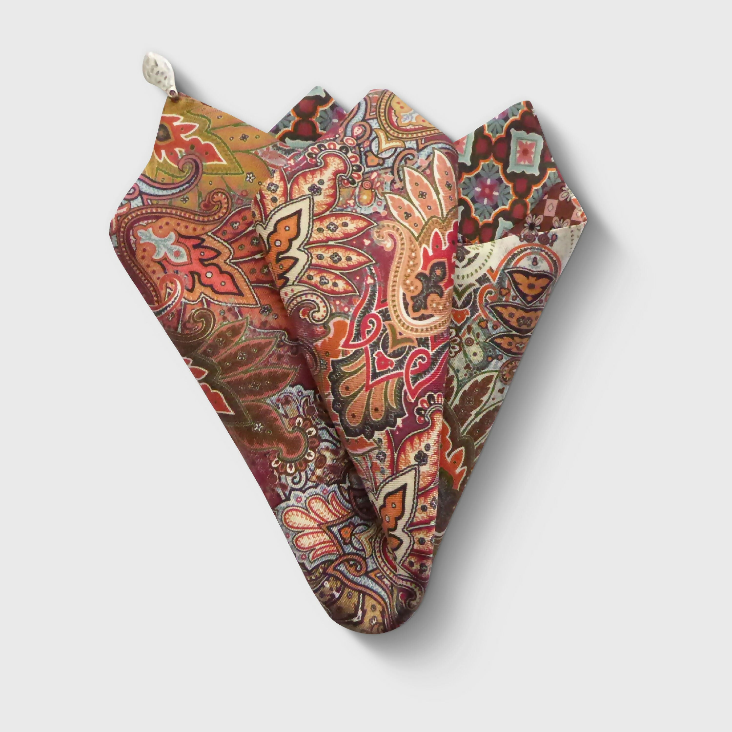 Pochette soie homme - cachemire géométrique rust | EMPREINTES Paris