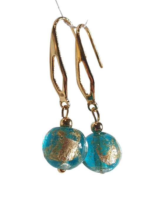 Boucles d'oreilles en verre Vénitien et feuille d'Or- 2 Coloris au choix | EMPREINTES Paris - EMPREINTES Paris