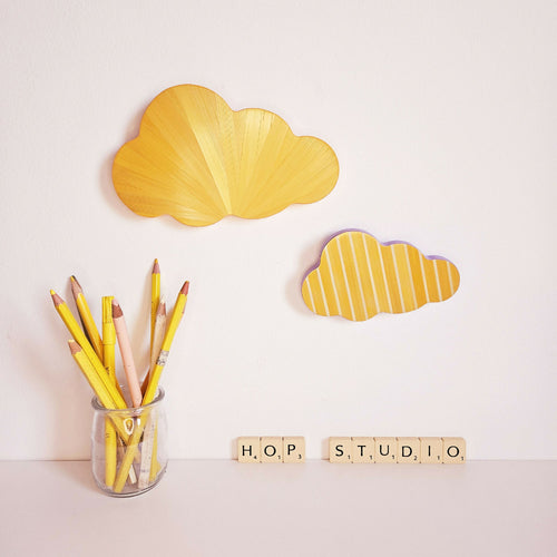 Série Mini Pop - Nuage rayures jaune or et blanc | EMPREINTES Paris - EMPREINTES Paris