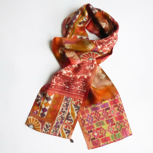 Echarpe soie, ethno chic orangé | EMPREINTES Paris - EMPREINTES Paris