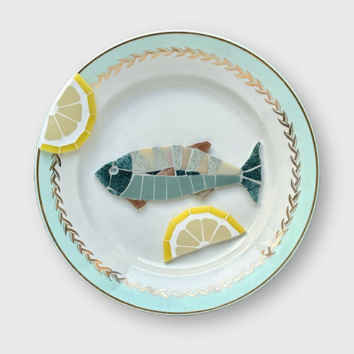 Assiette murale Poiscaille menthe-citron-or | EMPREINTES Paris - EMPREINTES Paris