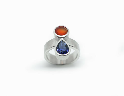 Bague Cairn Argent, Cornaline et Cordierite | EMPREINTES Paris - EMPREINTES Paris