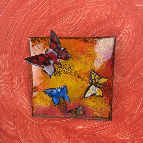 Tableau Papillonner – Émail sur Cuivre avec volume | EMPREINTES Paris - EMPREINTES Paris