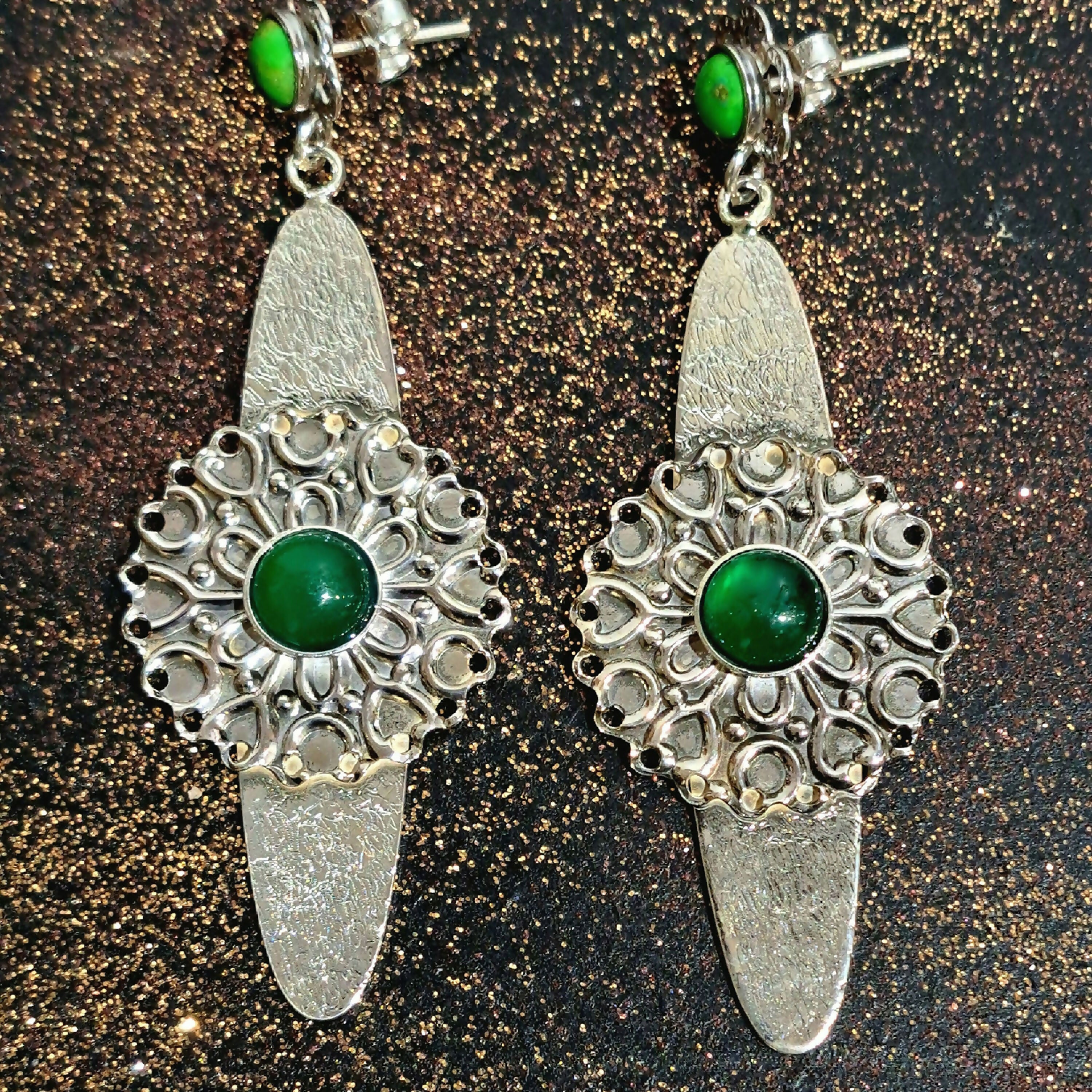 Boucles d oreilles argent agate verte | EMPREINTES Paris