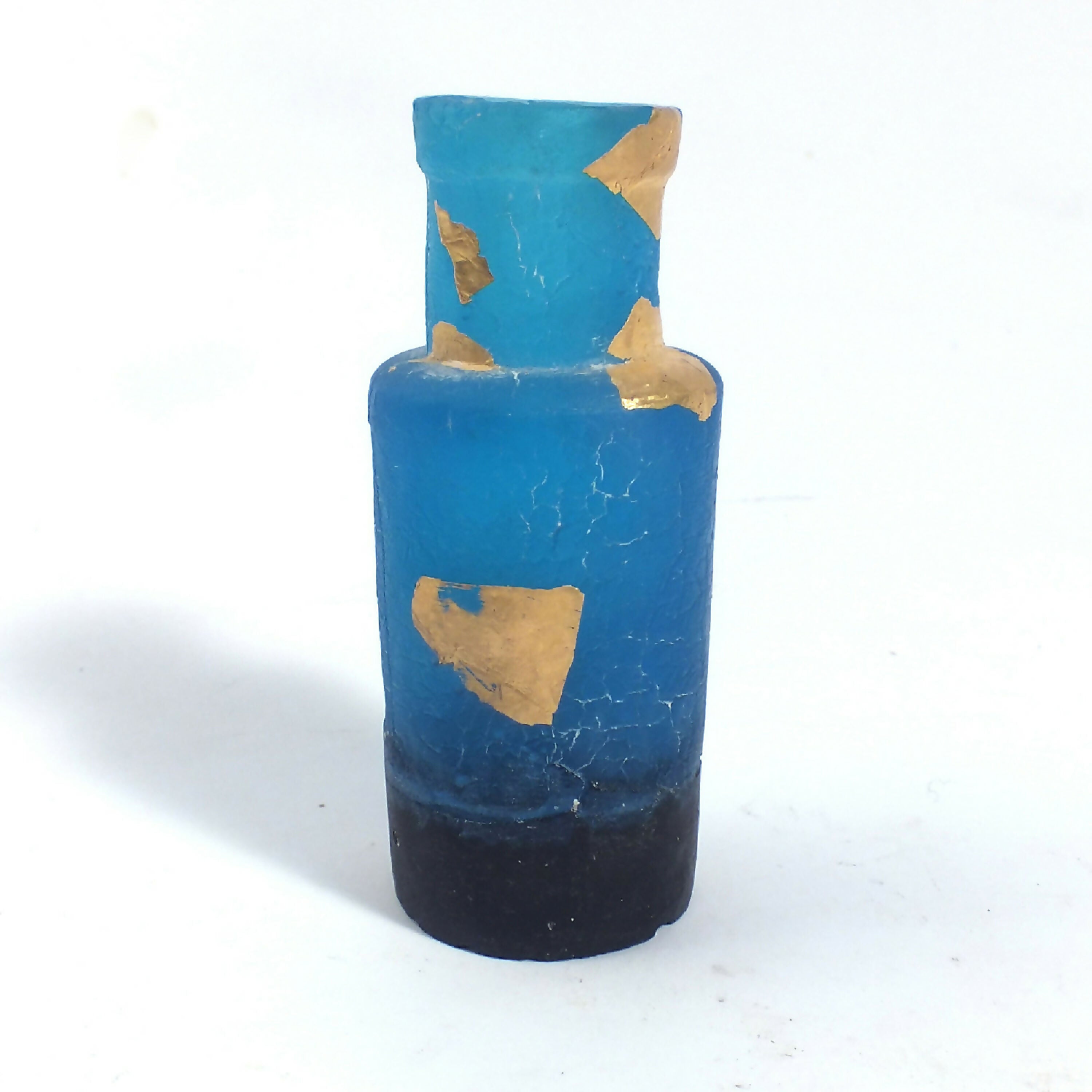 Petit Flacon bleu et noir à décor abstrait avec paillons d