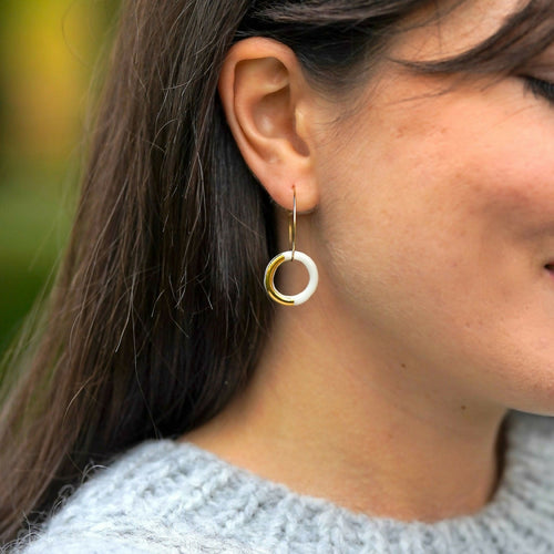 Créoles Cercle de porcelaine et Or | EMPREINTES Paris - EMPREINTES Paris