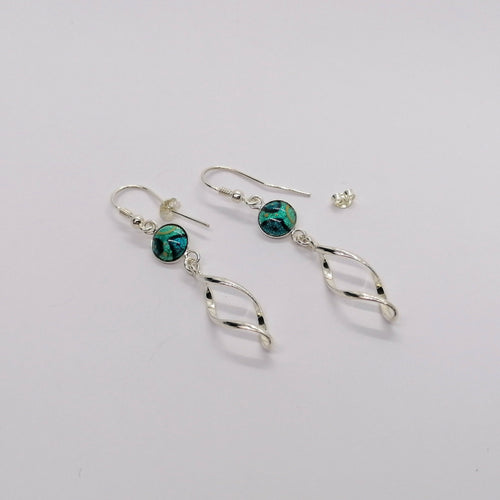 Boucles d'oreilles Spirales d'Argent en émail sur feuille d'argent - Turquoises | EMPREINTES Paris - EMPREINTES Paris