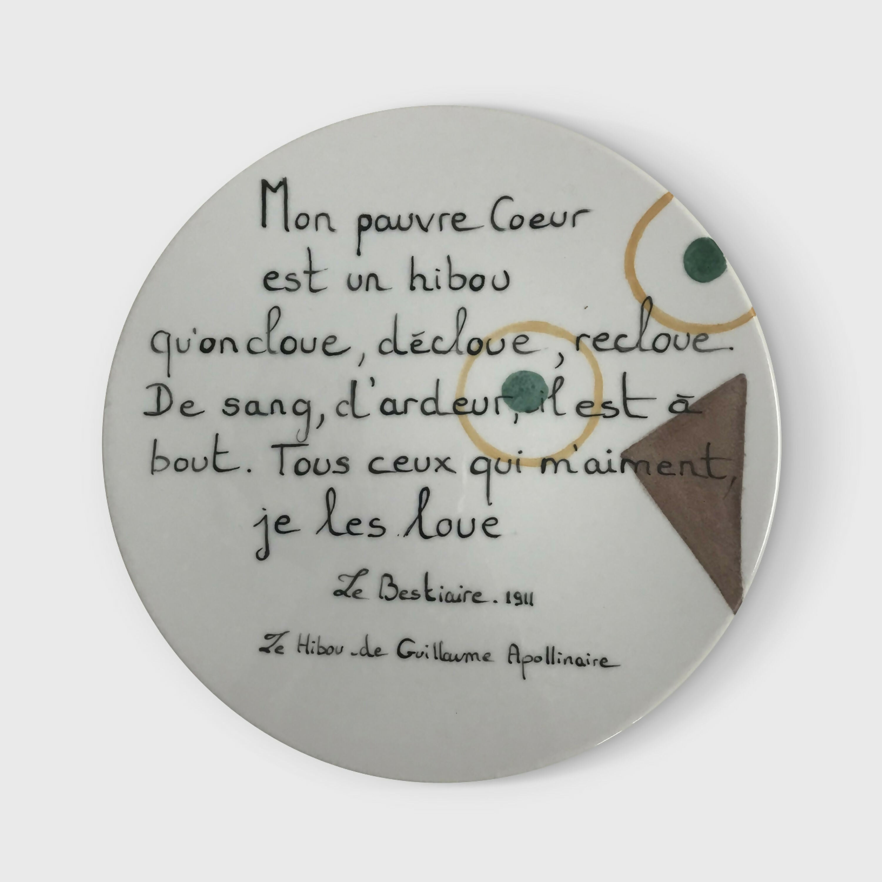 Assiette murale Poésie Apollinaire | EMPREINTES Paris