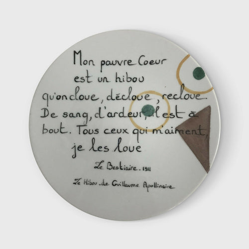 Assiette murale Poésie Apollinaire | EMPREINTES Paris - EMPREINTES Paris