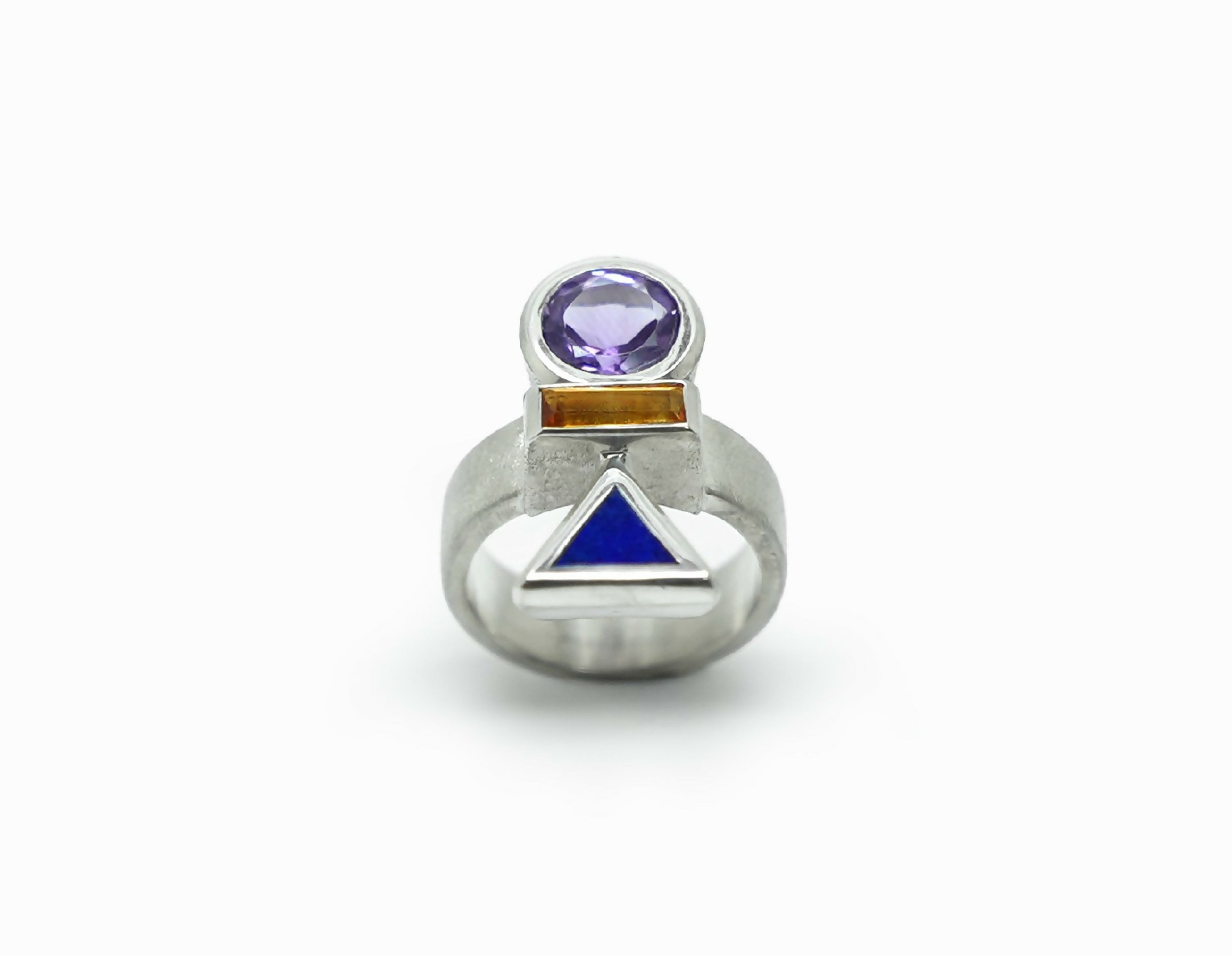 Bague Cairn Argent, Lapis Lazuli, Citrine et Améthyste | EMPREINTES Paris