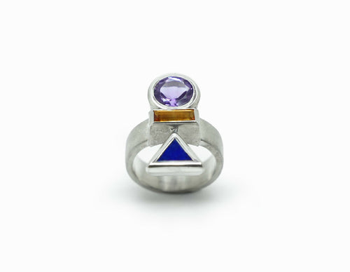 Bague Cairn Argent, Lapis Lazuli, Citrine et Améthyste | EMPREINTES Paris - EMPREINTES Paris