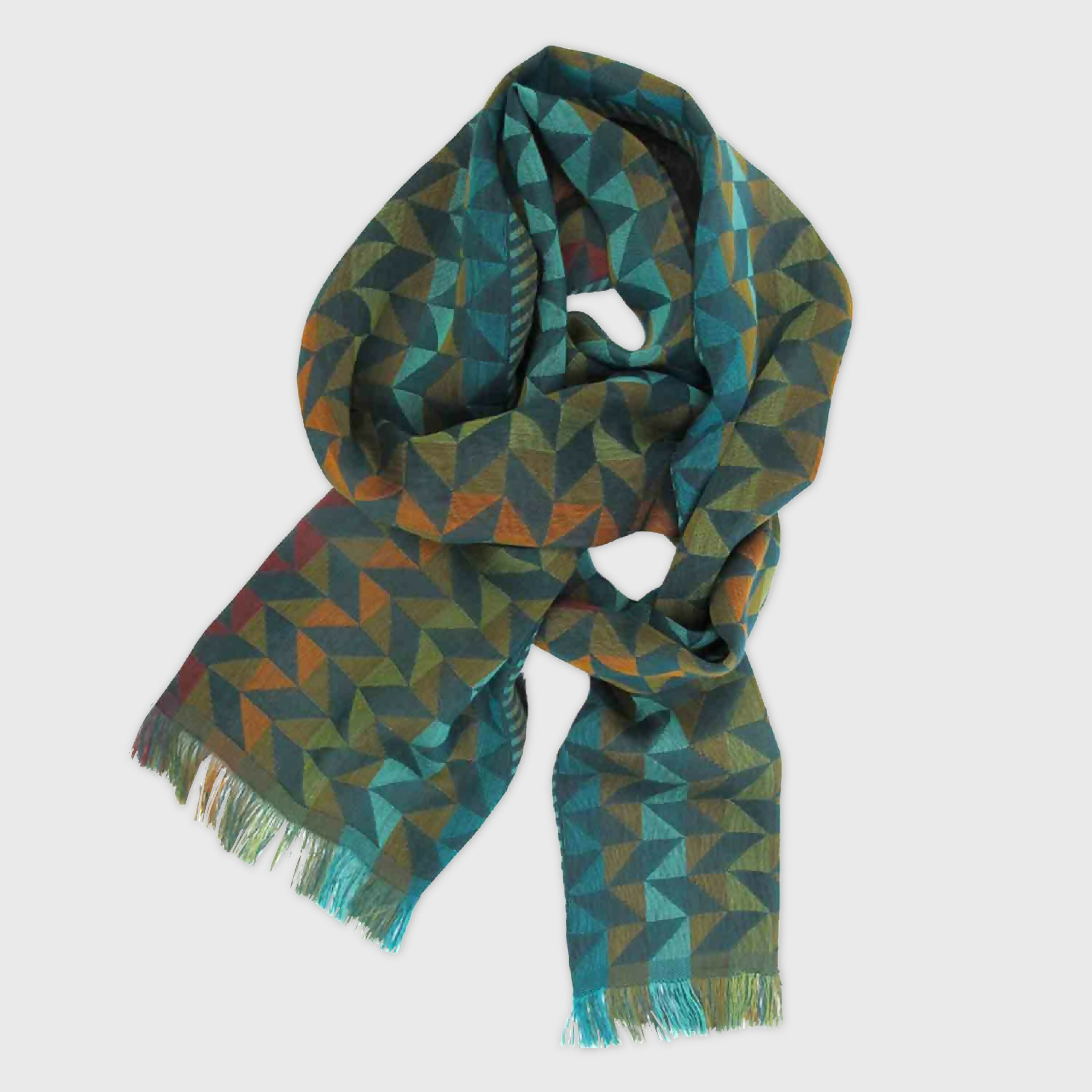 Écharpe étroite coton soie forêt multico comète | EMPREINTES Paris