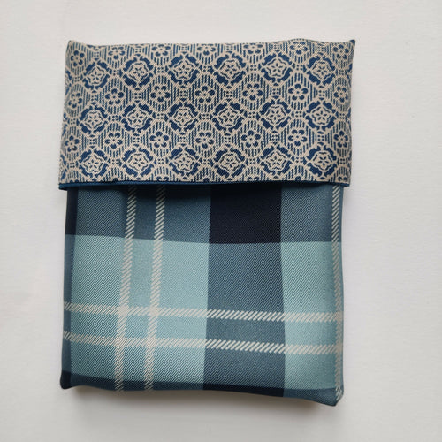 Pochette soie homme - check blue | EMPREINTES Paris - EMPREINTES Paris