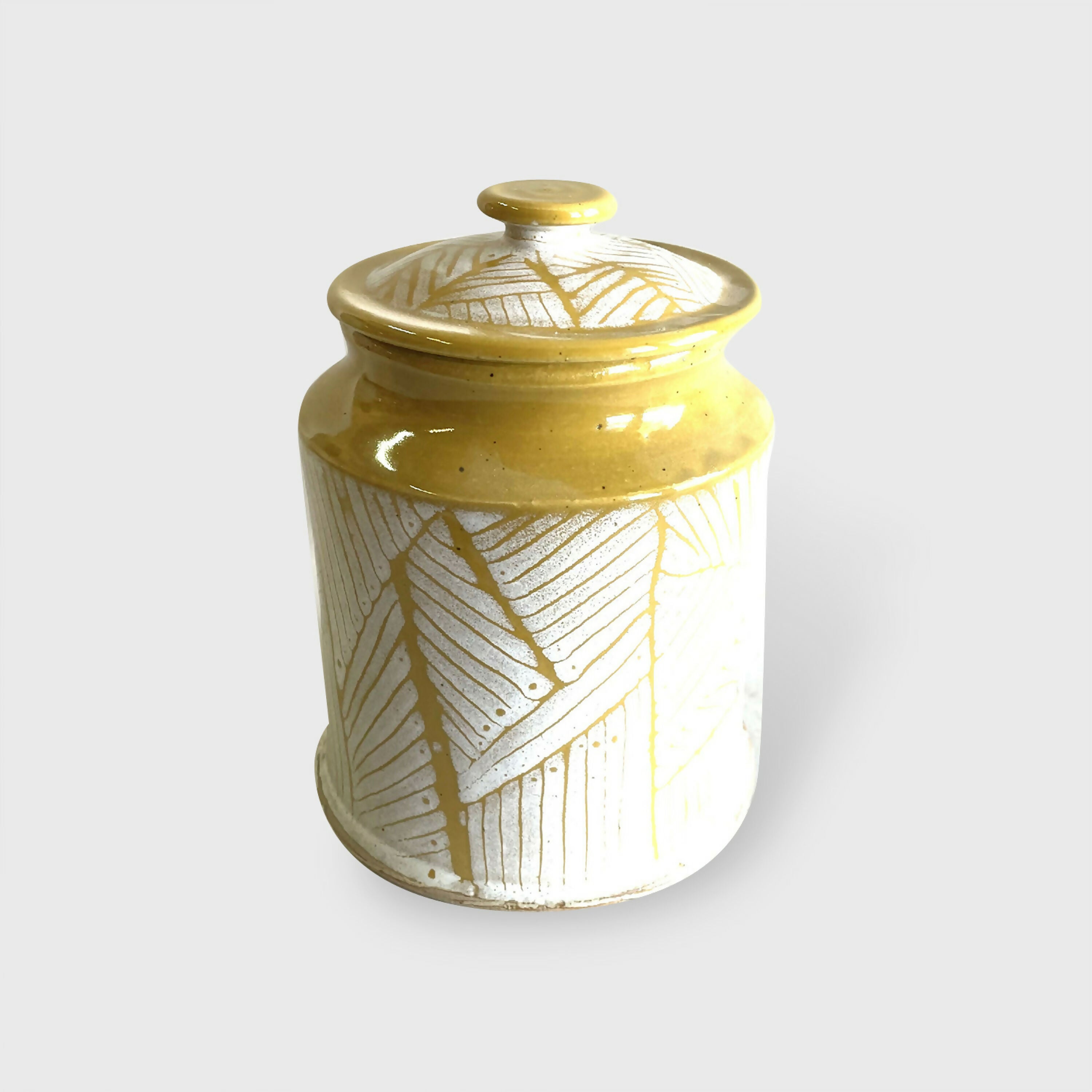 Boîte jaune et blanche motifs géométriques | EMPREINTES Paris