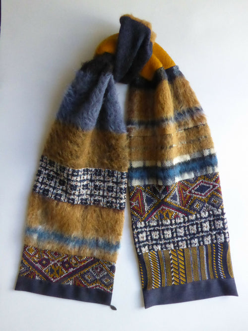 Écharpe hivernale -marine- ocre | EMPREINTES Paris - EMPREINTES Paris