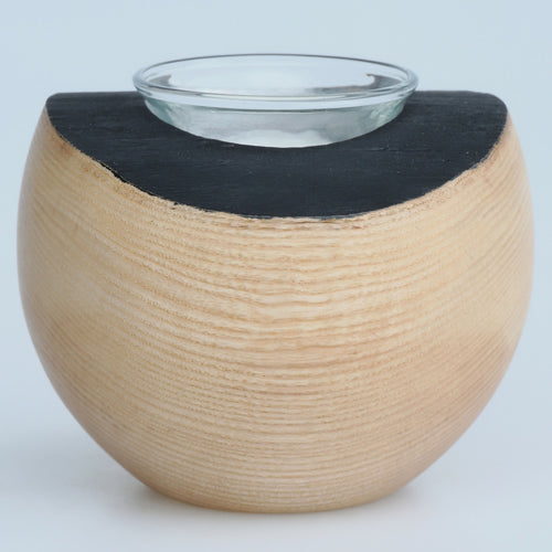 Bougeoir en frêne noir et argent à bord naturel | EMPREINTES Paris - EMPREINTES Paris