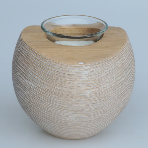 Bougeoir en frêne à bord naturel - céruse blanche | EMPREINTES Paris - EMPREINTES Paris