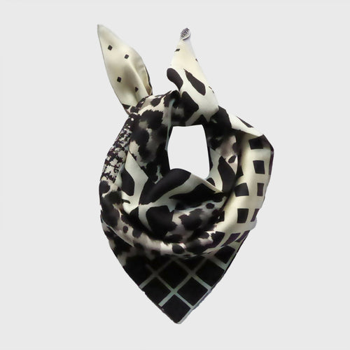 Foulard pointe soie- Ethno chic noir blanc | EMPREINTES Paris - EMPREINTES Paris