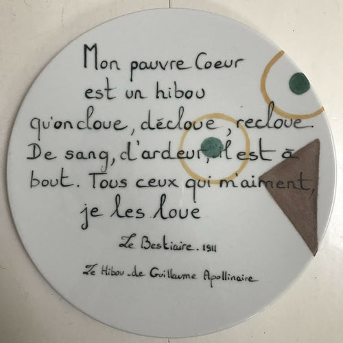Assiette murale Poésie Apollinaire | EMPREINTES Paris - EMPREINTES Paris