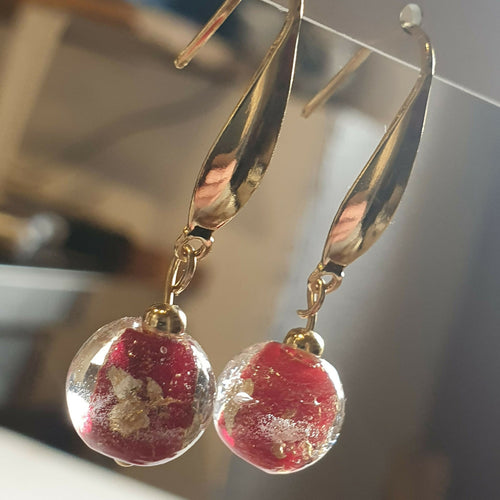 Boucles d'oreilles en verre Vénitien et feuille d'Or- 2 Coloris au choix | EMPREINTES Paris - EMPREINTES Paris