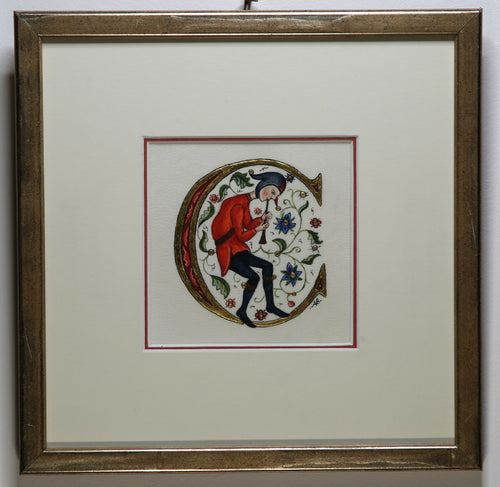 Enluminure Lettrine C (musicien) | EMPREINTES Paris - EMPREINTES Paris