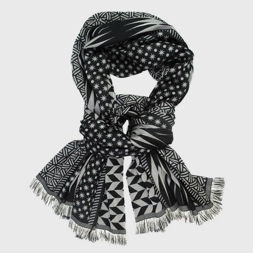 echarpe_maxi_laine_soie_noir_farine_planetarium_sophie_guyot_soieries copie | EMPREINTES Paris - EMPREINTES Paris