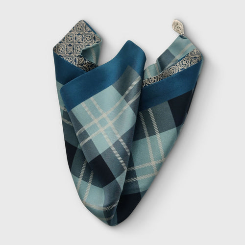 Pochette soie homme - check blue | EMPREINTES Paris - EMPREINTES Paris