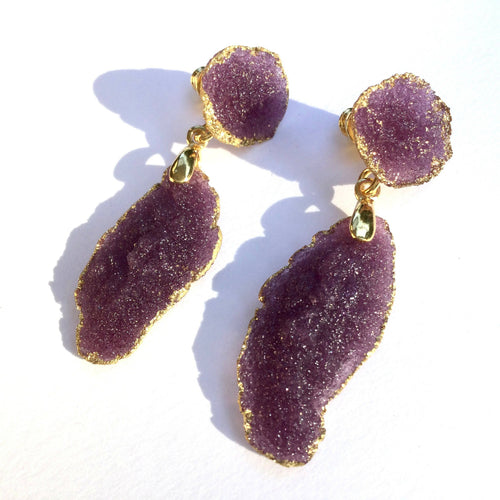 Boucles d'oreilles Sable corail pendantes violet | EMPREINTES Paris - EMPREINTES Paris