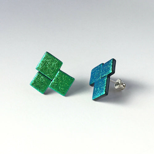 Boucles d'oreilles DISCO carrés vert | EMPREINTES Paris - EMPREINTES Paris