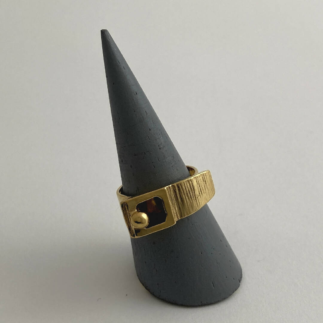 Bague réglable en étain dorée 7 | EMPREINTES Paris