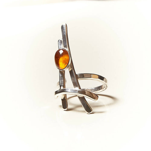 Bague LA BELLE PARISIENNE en argent avec une ambre. | EMPREINTES Paris - EMPREINTES Paris