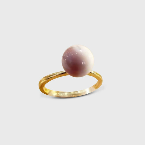 Bague réglable dorée - Perle de verre Rose Poudré | EMPREINTES Paris - EMPREINTES Paris